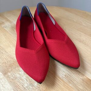 Rothy’s The Pointe Red Pointed Flats | Women’s Size 9 Washable Comfort Shoes